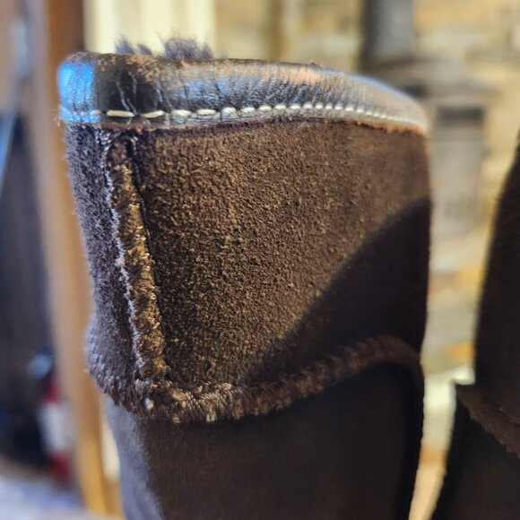 EMU Australia Womens 8 Charlotte Boots Chocolate Brown Sheepskin Lace Back Boots - Picture 11 of 12